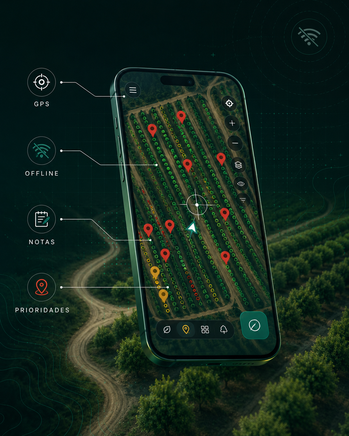 App movil Bee Maps con navegacion GPS, notas y trabajo offline en campo